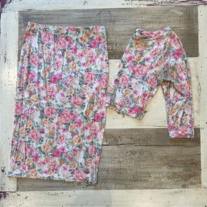Floral crop top and skirt